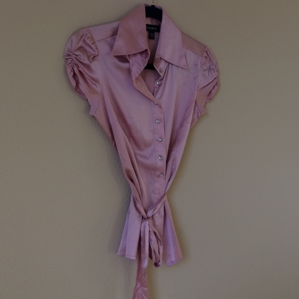 COPY - Bebe pink silk blouse